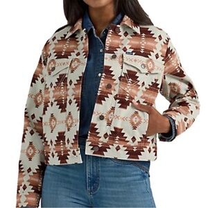 WRANGLER RETRO AZTEC NATIVE FESTIVAL WESTERN DENIM JEAN BOYFRIEND JACKET NWT S